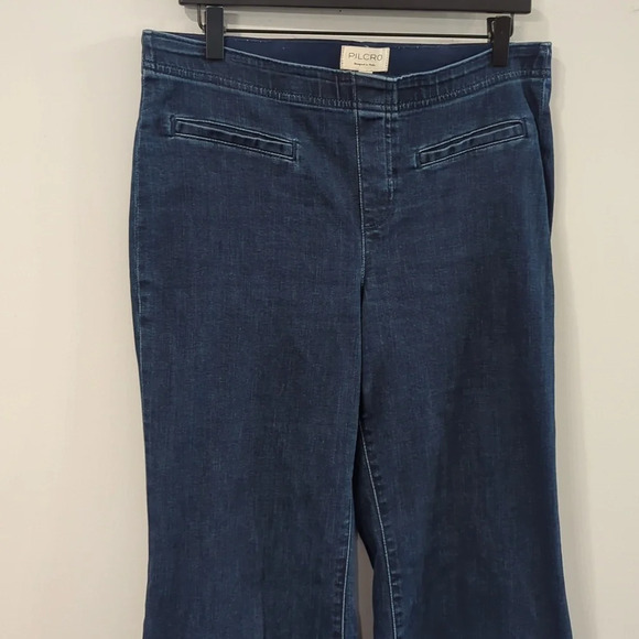 Pilcro Dark Blue Flare & Wide Leg Jeans - Picture 2 of 14